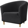 Hearda Copripoltrona 1 Posto Chesterfield Elasticizzato Nero, Antiscivolo Fodera Cocktail Copri Poltrona con Braccioli Jacquard per Bar Club Soggiorno Camera da Letto