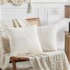 FDTERN Set di 2 Boho Federe de Cuscini per Divano 55x55 in Velluto a Coste，Moderno Morbido Motivo a Croce Decorativa Copricuscini per Divano Camera da Letto,Bianco Latte