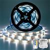 Vaileal Striscia LED alimentata a batteria, 5 m, 150 LED, funzionamento a batteria, per decorazioni, 8 modalità con telecomando a infrarossi, impermeabile, colore bianco freddo, per interni ed esterni