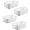 SZEBISOA Scatole portaoggetti bianche 4 pezzi - Contenitori plastica & organizer box, contenitore plastica piccolo in plastica, scatole impilabili per cucina, armadio e bagno (20 × 14 × 7 cm)