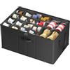 Lifewit Grandi Scatole Porta Scarpe per 10-20 Paia, Organizer Scarpe Pieghevole per Armadio con Coperchio Trasparente, Base Rinforzata per Stivali, Tacchi e Sneakers, Nero