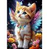 QENSPE 5D Diamond Painting Gatto Angelo, Kit per Diamond Painting Adulti, Fiori Pittura Diamante Fai da Te Painting Kit Completo, Decorazione per Casa e Pareti 30x40cm