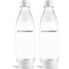SodaStream Bottiglie d'Acqua Sottili riutilizzabili da 1 litro, Lavabili in lavastoviglie, Confezione da 2 per Acqua frizzante Spirit, Terra, Art e Source, per sapori SodaStream, 2 x 1 litro, Bianco