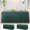 NSSONBEN Hunter Green - Confezione da 2 tovaglie rettangolari in spandex, 1,8 m, con gonna, senza pieghe, per tavolo rettangolare da 1,8 m, con volant elastici, per banchetti, feste, matrimoni, compleanni
