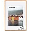 Feihorrm Cornice portafoto in legno massello di quercia A2, con vetro temperato, per foto da 42 x 59,4 cm, senza passepartout o foto da 28,7 x 41 cm, con passepartout (beige, A2 (42 x 59,4 cm), 1 x