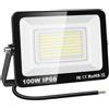 YOJZMA Faro LED da esterno, 100W 10000LM Luce di Sicurezza, 6000K Bianco | Senza Spina, IP66 impermeabili, Faretti LED, Proiettore Lampada Luce per giardino garage cortile campo sportivo patio portico