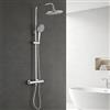 Stanew Colonna Doccia con Miscelatore Termostatico, Sistema Doccia Termostatico a 38 °C, Acciaio INOX e Doccetta a Man Quadrata, Asta Saliscendi Doccia Altezza Regolabile 70-110cm (Argento)
