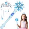 AUYAO Bacchetta Magica Bambina, Bacchetta LED da Principessa, Fiocco di Neve Accessorio Set con Collana e Orecchini a Corona, Luminoso Fata per Cosplay Feste di Compleanno Natale Halloween