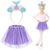 Meleager Costume Sirena Bambina, Cerchietto Sirena e Gonna Tulle Viola, Vestito Sirena Bambina, Travestimenti Ragazza per Natale, Carnevale, Halloween, Feste di Compleanno