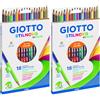 Giotto Stilnovo Bicolor - Astuccio Da 18 Matite A Pastello Colorate Bicolore, 3.3 mm, Colori Intensi (Confezione da 2)