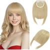 Benehair Frangia Clip Capelli Naturale Extension Frangetta Finta con Clip Sintetica French Bangs Fringe Hairpiece Posticci Adatto a Donna(Biondo Sabbia con Biondo, 30g)