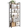 VASAGLE Libreria Alta a 6 Ripiani, Scaffale Portaoggetti, Struttura in Acciaio, Salotto Camera da Letto Studio, 30 x 80 x 186 cm, Industriale, Marrone Vintage e Nero Inchiostro LLS082B01
