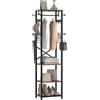 CHOEZON Appendiabiti da Ingresso, Attaccapanni da Terra con Porta Scarpe, Stile Industriale con Ripiani, Ganci e Barra Portabiti, per Ingresso, Corridoio, Marrone Vintage e Nero DTYM18BF