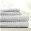 Linen Market ienjoy Home Linen Market LM Pattern 4PC Set Lenzuola, Microfibra, Grigio Chiaro a Nido d'Ape, California King