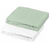 Domiva Lotto di 2 federe in jersey, 70 x 140 cm, colore: Bianco/Verde
