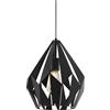 Eglo Carlton - Lampada a sospensione vintage per tavolo da pranzo, soffitto retrò in metallo di colore nero, attacco E27, diametro 31 cm