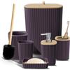 Clara Clark Set di accessori da bagno viola, set di 6 accessori da bagno, set da bagno con scopino, bidone della spazzatura e dispenser di sapone