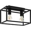 Eglo Eldrick - Lampada da soffitto, vintage, per soggiorno, stile industriale, in metallo di colore nero, attacco E27