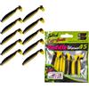 SEABUZZ Set di esche da pesca in gomma, 10 pezzi x 45 mm, luccio, trota, pesce persico e lucioperca artificiale, set da pesca per acqua dolce e salata (nero/giallo)