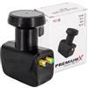 Premium X PremiumX Twin LNB per 2 Utenti - Convertitore di Segnale TV con Protezione Meteo - LNB Satellitare Digitale in Nero - DVB-S2 8K UHD 4K Full HD