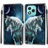 KENHONER Custodia per Honor 400 Lite 5G, Lupo | Portafoglio Pelle PU, Magnetica, Resistente Agli Urti, Scomparto Carte Credito, Pieghevole, Flip Libro, Motivo