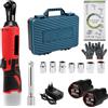 Candeon Chiave A Cricchetto A Batteria, 3/8 35 Nm 12v Chiave A Cricchetto Elettrica Senza Fili Set Con Luce Led, 0-320 Giri/Min Chiavi A Cricchetto A Batteria Ad Angolo Retto Con 2 Batterie 1.5 Ah, 7 Prese