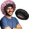 SECRET AROMA Cuffia in raso per uomo che dorme, cuffie per capelli in seta a 2 strati con fascia larga, cuffia da notte reversibile per unisex, cuffia da notte, fascia per capelli