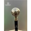 Fatto a mano Bastone da passeggio antico manico globo ottone ottone massiccio e legno cann...