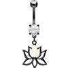 PIERCINGLINE Piercing per ombelico in acciaio chirurgico, design ottone, fiore di loto opale, piercing a banana, a scelta di colori, acciaio chirurgico 316L, ottone, cristallo