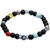 Kuzzoi Buddha 0208453024 - Bracciale da uomo in vetro riciclato e perle in resina, con emoji ed Evil Eye Beads Festival, lunghezza 19 cm -23 cm, 19.00, Vetro Resina Nylon