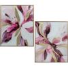 DRW Set di 2 quadri fiori astratti con cornice in legno in rose e oro 53x4.2x63 cm