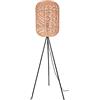 Trio Leuchten TRIO, Piantana, Runa 1xE27, max.40,0 W Sisal, Marrone, Finitura: Metallo, nero opaco Ø:35,0cm, A:150,0cm Interruttore a piede,IP20,Senza illuminante