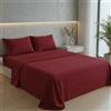 Ruggeri Completo Letto Matrimoniale in Microfibra Morbida, Set 4 Pezzi con Lenzuolo Sopra 240x280 cm, Lenzuolo con Angoli 170x195 cm e 2 Federe 50x80 cm, Traspirante e Resistente (Bordeaux)