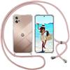 ISOI Cover con Cordino per Motorola Moto G32, Custodia Trasparente con Collana Tracolla Laccio Collo Ultra Sottile Morbido TPU Silicone Antiurto AntiGraffio Antiscivolo Case, Rosa