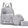Nexum Mini zaino per ragazze adolescenti, 3 pezzi, grazioso zaino alla moda, piccolo zaino da viaggio con pompon borsa a tracolla da donna, Viola, S