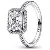 PANDORA Timeless, anello rettangolare a forma di cerchio scintillante in argento Sterling con zirconia cubica trasparente, 50
