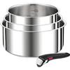 Tefal Ingenio Preference L898S4 - Set di 4 casseruole, impilabili, salvaspazio, in acciaio inox di alta qualità, adatto a induzione, in acciaio inox, grande