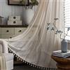 Sutuo Home Tende bohémien in pizzo all'uncinetto, semi-velate, con nappe cave, fatte a mano, con tasca per asta, trattamento per finestra, stile rustico vintage, per soggiorno e camera da letto, 1