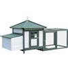 PawHut Pollaio da Giardino in Legno da Esterno, Pollaio Prefabbricato per Galline 196x76x97cm, Bianco e Verde|Aosom