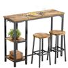 Bealife Tavolo bar con sgabelli e porta bottiglie ripiani stile retrò cucina