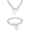 Tuscany Silver Set collana e bracciale con cuore ovale e chiusura a T in argento sterling da donna 46cm/18