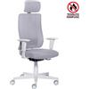 CKS Sedia semi direzionale Liberty Syncro grigio chiaro in tessuto ignifugo con poggiatesta - braccioli regolabili