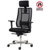 CKS Sedia semi direzionale Liberty Syncro nero/cromato in tessuto ignifugo con poggiatesta - braccioli regolabili