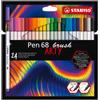 Stabilo Pennarello Stabilo Arty Line Pen 68 brush punta a pennello in conf. 24 pzcolori assortiti - 568/24-21-20 - F01810