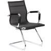 Serena Group Sedia Dallas Nera in rete - a slitta cromata - braccioli strutturali