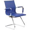 Serena Group Sedia Dallas Blu in ecopelle - a slitta cromata - braccioli strutturali