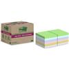 Post-It Foglietti riposizionabili Post-it®Super Sticky carta riciclata al 100% assortiti 76x76 mm - 12 blocchetti da 70 ff conf. 12 pz - F03621