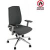 Unisit Poltrona uso 24h Larissa XL Syncro nero/cromato in tessuto ignifugo - braccioli regolabili