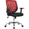 Serena Group Poltrona home office Tucson Oscillante rossa in rete - braccioli fissi