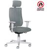 CKS Sedia semi direzionale Liberty Syncro grigio scuro in tessuto ignifugo con poggiatesta - braccioli regolabili
